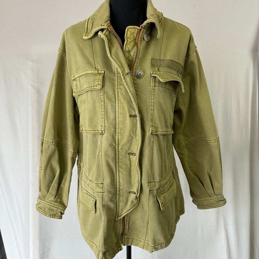 Free People Women's Military Utility Jacket Green XS Casual Winter Coat - Picture 1 of 5